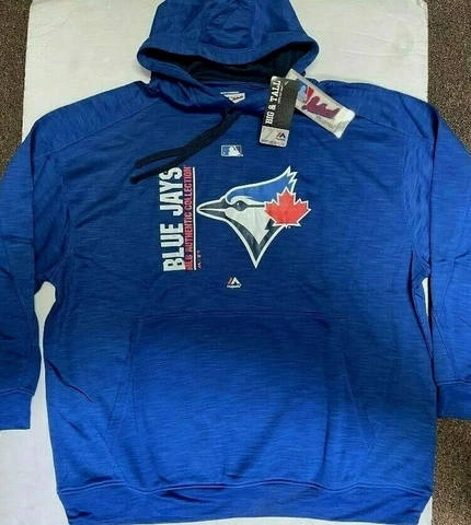 TORONTO BLUE JAYS AUTHENTIC MAJESTIC ON FIELD  STREAK FLEECE HOODY NEW 2X-4X Cover