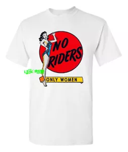 CAMISETA NO RIDERS ONLY MUJER rockabilly chica sexy retro vintage calcomanía de viaje - Imagen 1 de 2