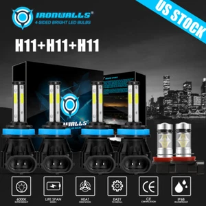 For 2006-2011 Chevy Malibu Impala 6000K H11 H9 H11 4 Sides LED Headlight Bulbs - Picture 1 of 12