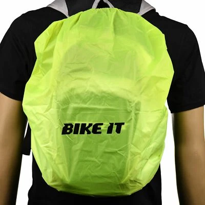 BIKETEK WATERPROOF RUCKSACK BACKPACK COVER ELASTICATED DUST COVER HI-VIS YELLOW