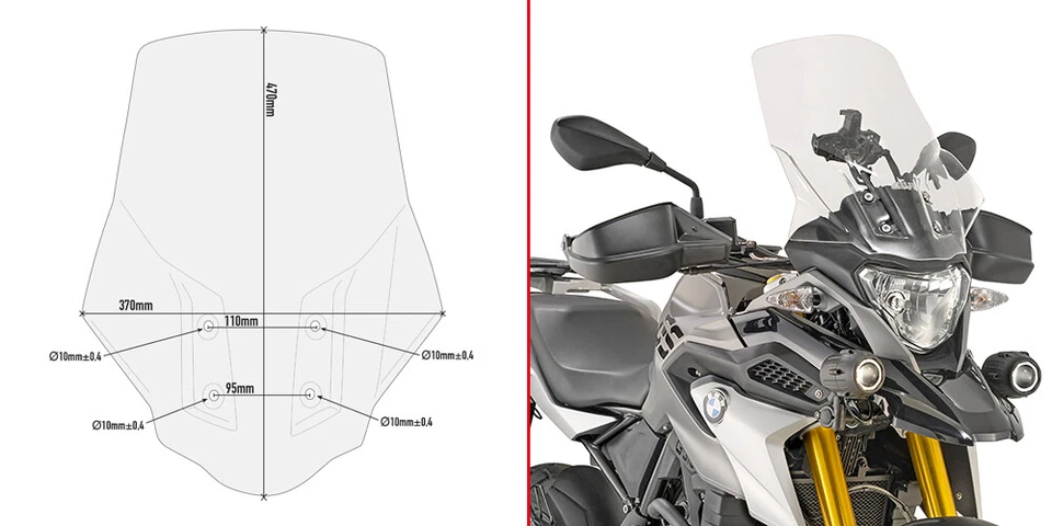 GIVI CUPOLINO TRASPARENTE 47 H x 37 L cm SPECIFICO BMW G 310 GS 2017-2020 - Immagine 1 di 1