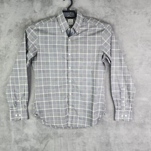 Mens OSCAR DE LA RENTA Gray Plaid Shirt Button Down Dress Long Sleeve S Small - Picture 1 of 12