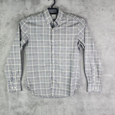 Mens OSCAR DE LA RENTA Gray Plaid Shirt Button Down Dress Long Sleeve S Small - Image 1 of 4