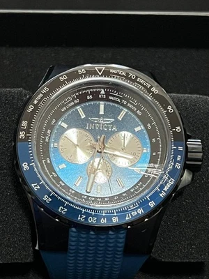 Invicta Aviator Skyshock Men's Watch 50mm Two Tone Blue & Black Bezel New - Image 1 of 4