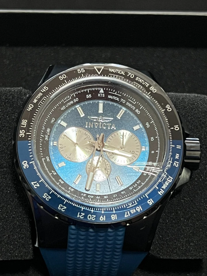 Reloj Hombre Invicta Aviator Skyshock 50mm Dos Tonos Azul y Negro Bisel Nuevo Foto 1 de 4