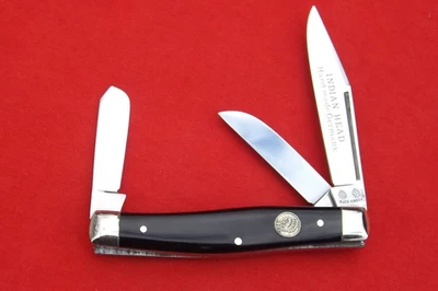 OLD  BUCK CREEK SOLINGEN GERMANY INDIAN HEAD SLICK BLACK STOCKMAN KNIFE UNUSED - Image 1 of 4