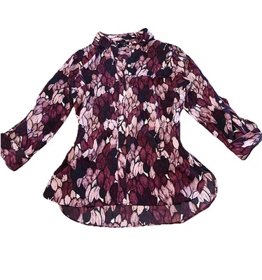 Talbots Shirt Purple Pink Floral Button Up Chiffon Size Medium Petite MP - Image 1 of 4