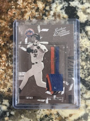 Mike Piazza 2004 Donruss Juego de Cuero y Madera Usado Parche de 3 Colores #/10. ¡Raro! Foto 1 de 2