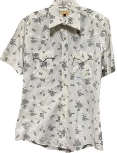 Authentic Western White Rose Floral Button Up Shirt Size Medium - Picture 1 of 9