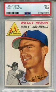 1954 Topps #137 Wally Moon PSA 7 NM St. Louis Cardinals - Foto 1 di 2