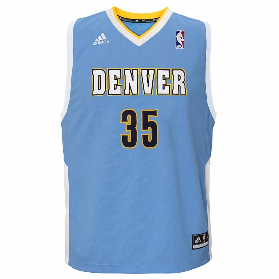 Camiseta deportiva de baloncesto juvenil Kenneth Faried Denver Nuggets NBA Adidas azul carretera Foto 1 de 4