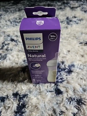 Philips Avent Natural Baby Bottle With Natural Response Nipple Clear 9 oz. NEW - Image 1 of 4