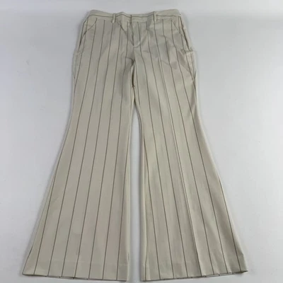 Worthington женщин современный изогнутый брюки слоновой кости коричневый в полоску расклешенный ноги Sz 12 новый с Ярлыками - Изображение 1 из 4