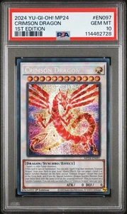 2024 YU-GI-OH! MP24-EN097 CRIMSON DRAGON 1ST-ED PRISMATIC SECRET RARE PSA 10 - Picture 1 of 2