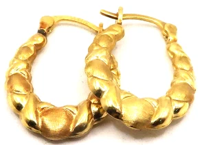 HERMOSO PENDIENTE ARO X Y CORAZÓN ORO AMARILLO 14k sólido - Imagen 1 de 7