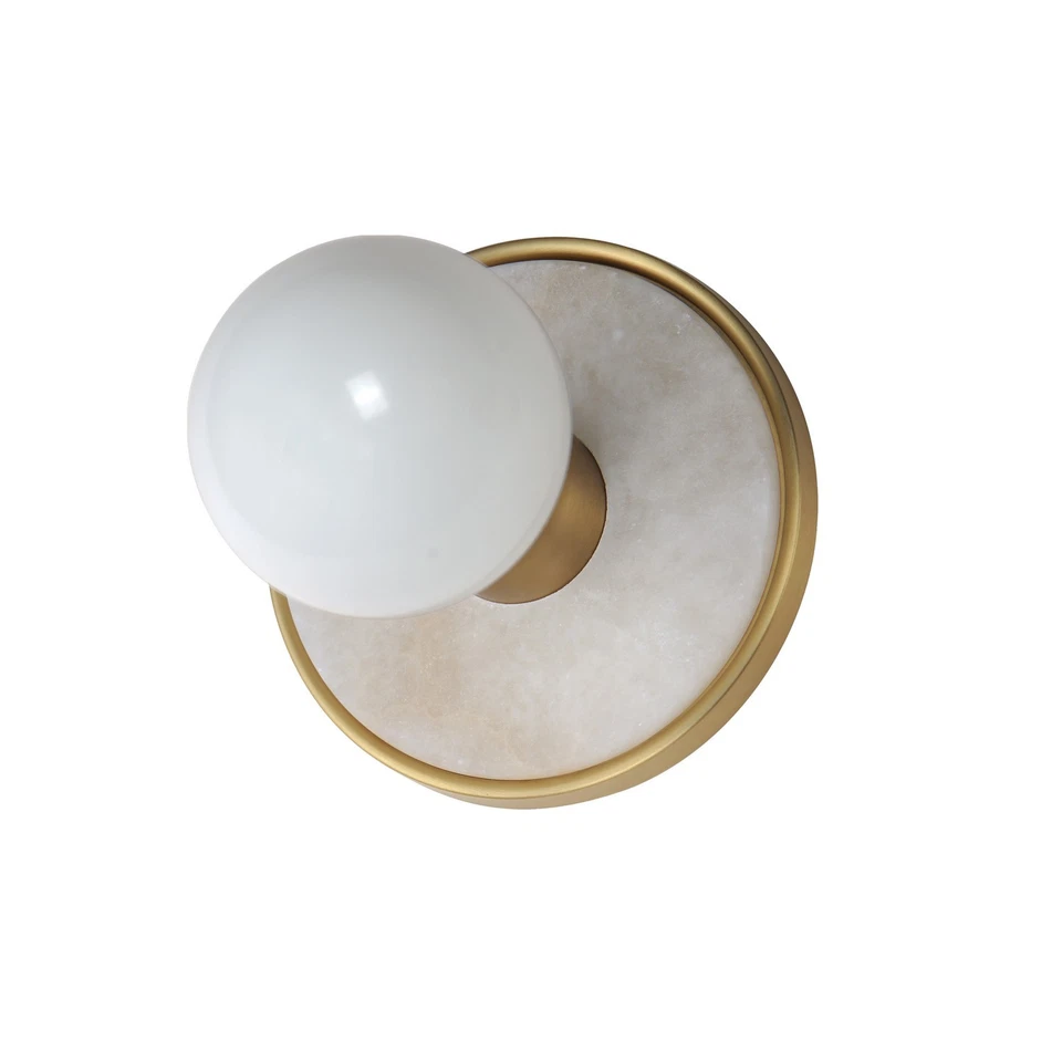 Hollywood 1-Light Wall Sconce in Whit Alabaster with Natural Aged Brass - Image 1 of 1