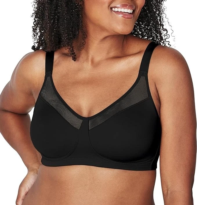 Playtex Wirefree Bra 18 Hour Smoothing Minimizer TruSUPPORT 4697 Black 38DD