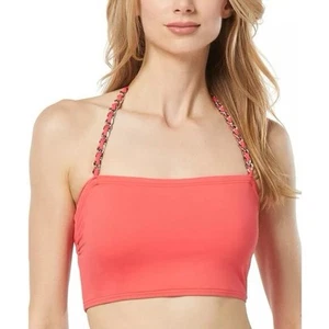 Michael Kors Set bikini a fascia con cinturino a catena in geranio 2 pezzi. Taglia L. Nuova con etichette! - Foto 1 di 15