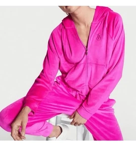 Victoria Secret On Point Velour Trainingsanzug Crop Jacke und Jogger Set Pink XXL - Bild 1 von 16