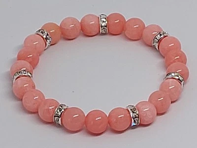 Naturstein Perlen Armband Chalcedon Jade 8mm Handgefertigt Schmucksteinperlen - Bild 1 von 4