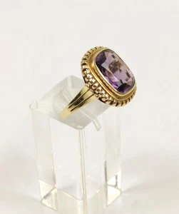 5g Top Zustand 60er Damen Ring 14kt 585 Gold groß Lila Facetten Stein Amethyst? - Bild 1 von 12