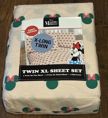 Juego de sábanas Disney Twin XL de algodón juego de 3 piezas Minnie Mouse nuevo Foto 1 de 2