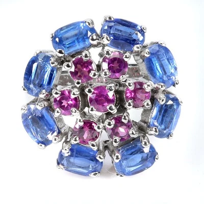 Anello in argento sterling 925 ovale cianite 6x4 mm pietra preziosa... - Immagine 1 di 4