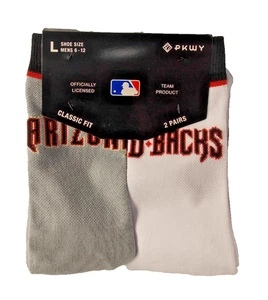 MLB Arizona Diamondbacks Classic Fit Crew Socks 2pr 1 Gray 1 White Men L 6-12 - Picture 1 of 2