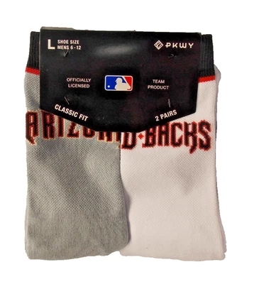 MLB Arizona Diamondbacks Classic Fit Crew Socks 2pr 1 Gray 1 White Men L 6-12 - Image 1 of 2