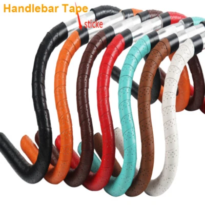2PCS Bicycle Handlebar Tape Road Mountain Bike PU Leather Cycle Grip Wrap Tapes - Image 1 of 4