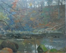 ARTHUR HENRY JENKINS 1871-1940 SIGNED IMPRESSIONIST OIL PAINTING 'RIVER 1919'