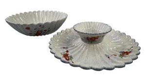 3 Piece Atlantic Mold Floral Chip & Dip Crudité Vegetable Platter & Serving Bowl - Picture 1 of 15
