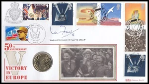 IAN FRASER VC Firmado 1995 Victoria en Europa Paloma de la Paz £2 Moneda Benham Cubierta - Imagen 1 de 3