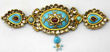 Antique 22K Yellow Gold , Diamond Polki Turquoise & Garnet Arm Bracelet