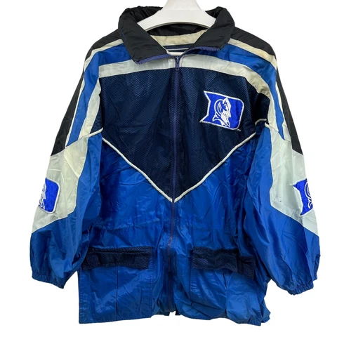 Vintage Duke Blue Devils Windbreaker Jacket Mens 2XL Full Zip Blue Patch 90s Cover