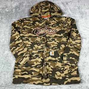Carhartt Boys camo Tan and olive With Logo full zip hoodie Size S-8/10 EUC - Picture 1 of 7