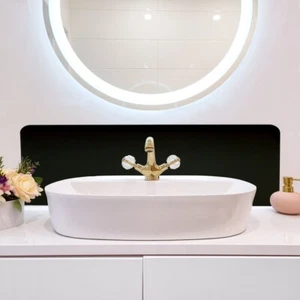 Black Bathroom Sink Splashback Backsplash Wall Self Adhesive 60x25CM - Picture 1 of 3