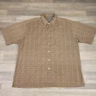 Tori Richard Shirt Mens Large Brown Hawaiian Geometric Button Up Cotton Lawn
