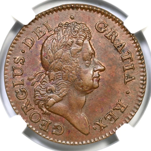 1722 4.2-BD.1 NGC AU 58 Harp Left Hibernia Colonial Copper Coin 1/2P Cover
