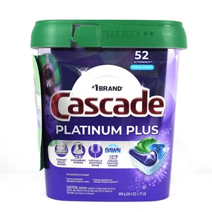 Cascade Platinum Plus ActionPacs Dishwasher Detergent Pods, Fresh Scent, 52Pk - Picture 1 of 4