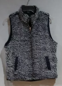 Thread & Supply Reversible Vest Women's Medium Polyester Sherpa/Navy Quilted - Picture 1 of 7