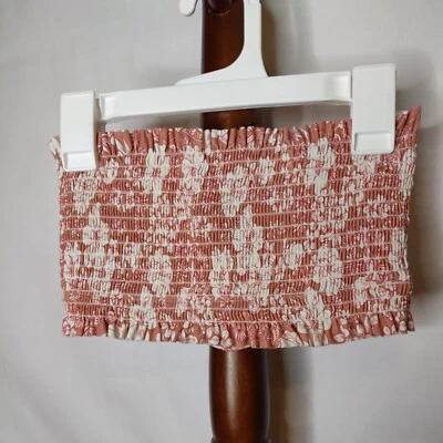 Xhilaration Mujer Talla XS Bralette Sin Tirantes Estampado Blanco y Tostado Corbatas con Aros Foto 1 de 4