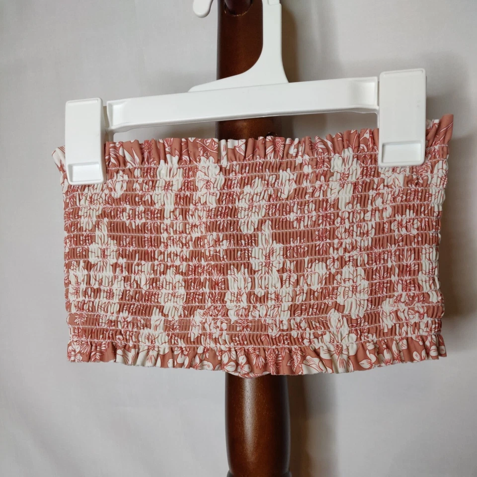 Xhilaration Mujer Talla XS Bralette Sin Tirantes Estampado Blanco y Tostado Corbatas con Aros Foto 1 de 4