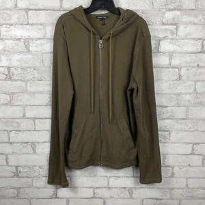 HELMUT LANG Women's Green 100% Cotton Basic Zip-Up Hooded Jacket LARGE - Picture 1 of 10