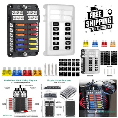 High-Performance 12V Blade Fuse Block with Click-Lock Protection & DIY Stickers - Image 1 of 4