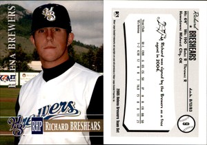 Richard Breshears 2005 Helena Brewers Team Issue #NNO Card *AutographDen*