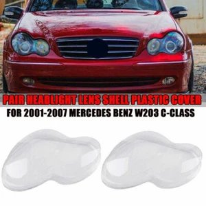 2x Headlight Cover Lens Lampshade Shell For Mercedes Benz C-Class C230 2001-2007 - Picture 1 of 8