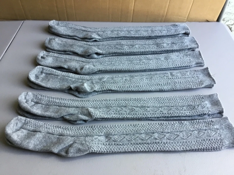 Nuevo sin etiquetas Calcetines hasta la rodilla con cable Burlington para mujer talla única 6 pares grises #465R Foto 1 de 2