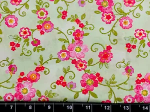Tina Scrap Floral Flower Garden Moda Leaves Swirls FABRIC 9"x21" COTTON - Picture 1 of 1