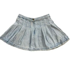 Forever 21 Kids Girls Pleated Denim Skirt Blue Size 13 Casual Spring Summer - Picture 1 of 10